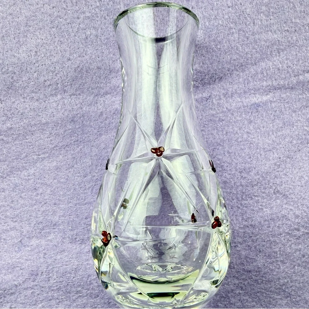 Vintage Ruckl Crystal Bohemian Starburst design Bud Vase.